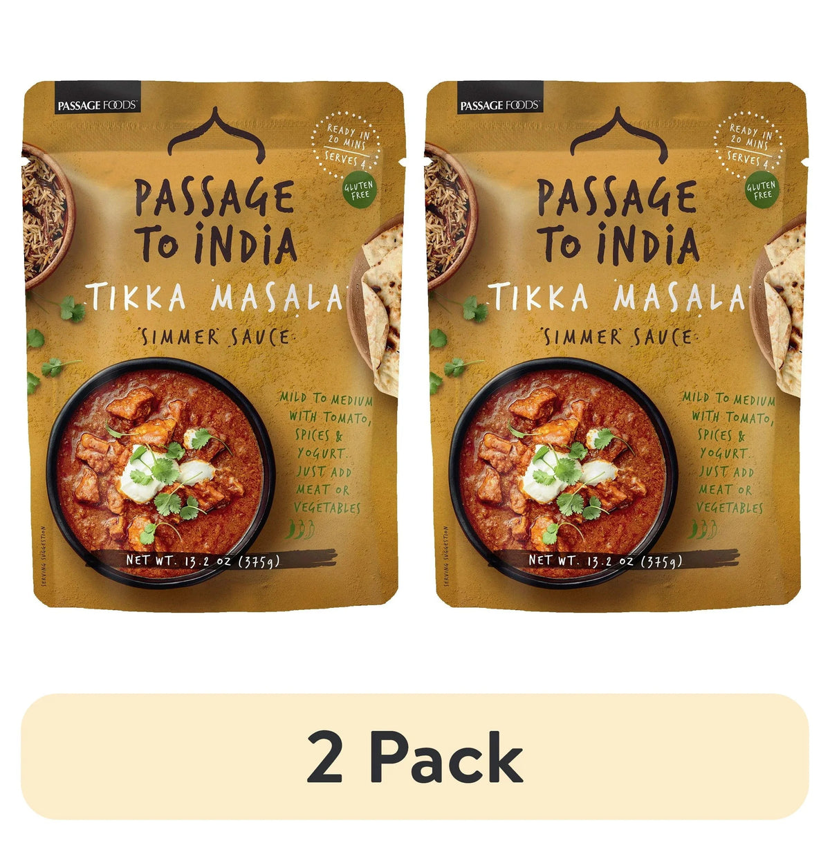 Passage Foods Passage to India Tikka Masala, 13.2 oz, Shelf Stable, Serves 4