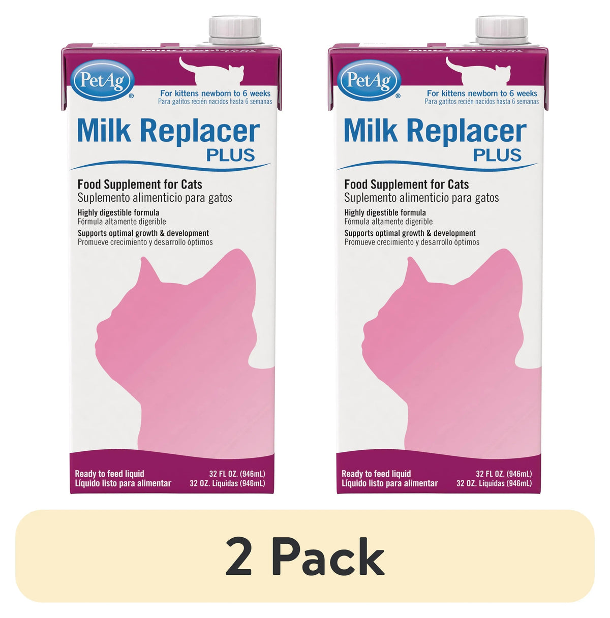 PetAg Milk Replacer Plus Liquid for Cats and Kittens, 32 fl oz