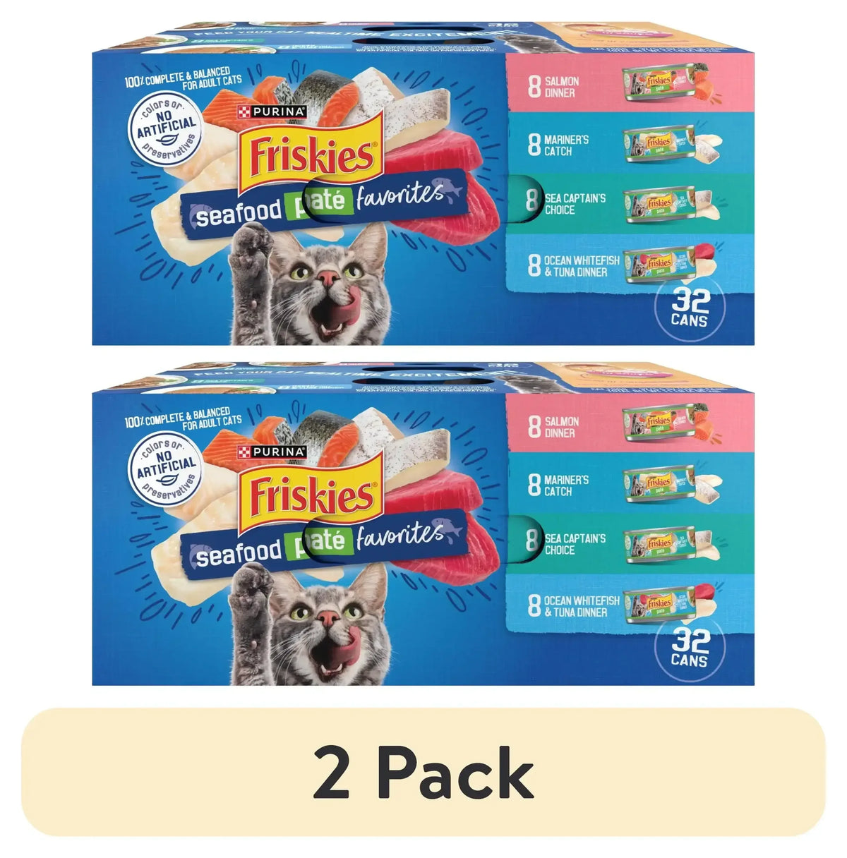 Purina Friskies Pate Seafood Favorites Variety Pack, Wet Cat Food, 5.5 oz Cans, 32 Pack