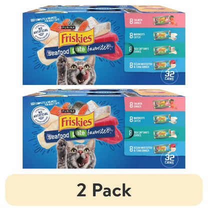 Purina Friskies Pate Seafood Favorites Variety Pack, Wet Cat Food, 5.5 oz Cans, 32 Pack