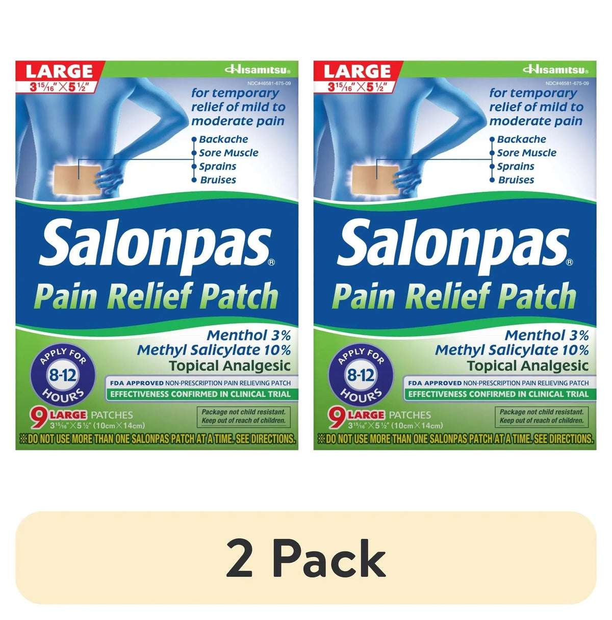 Salonpas Mild to Moderate Pain Relief Patch, Large, 9 Count