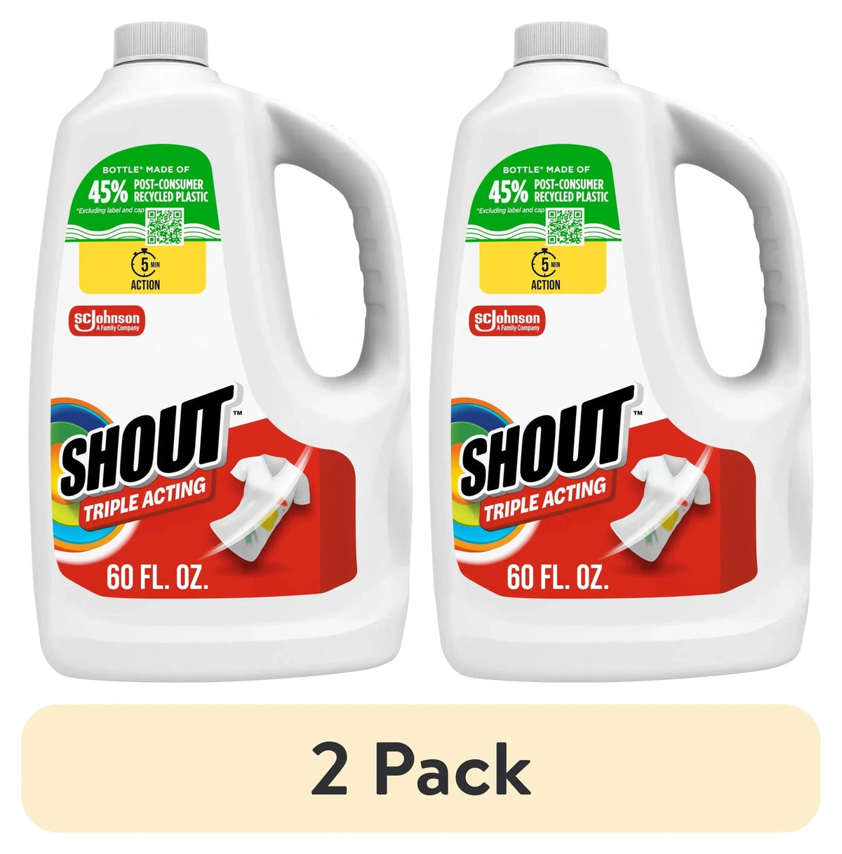 Shout Triple-Acting Refill, Laundry Stain Remover, 60 fl oz