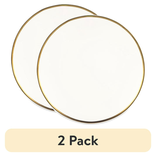 (2 pack) Thyme & Table Everest Ceramic Dinner Plate Off-White with Gold Rim
