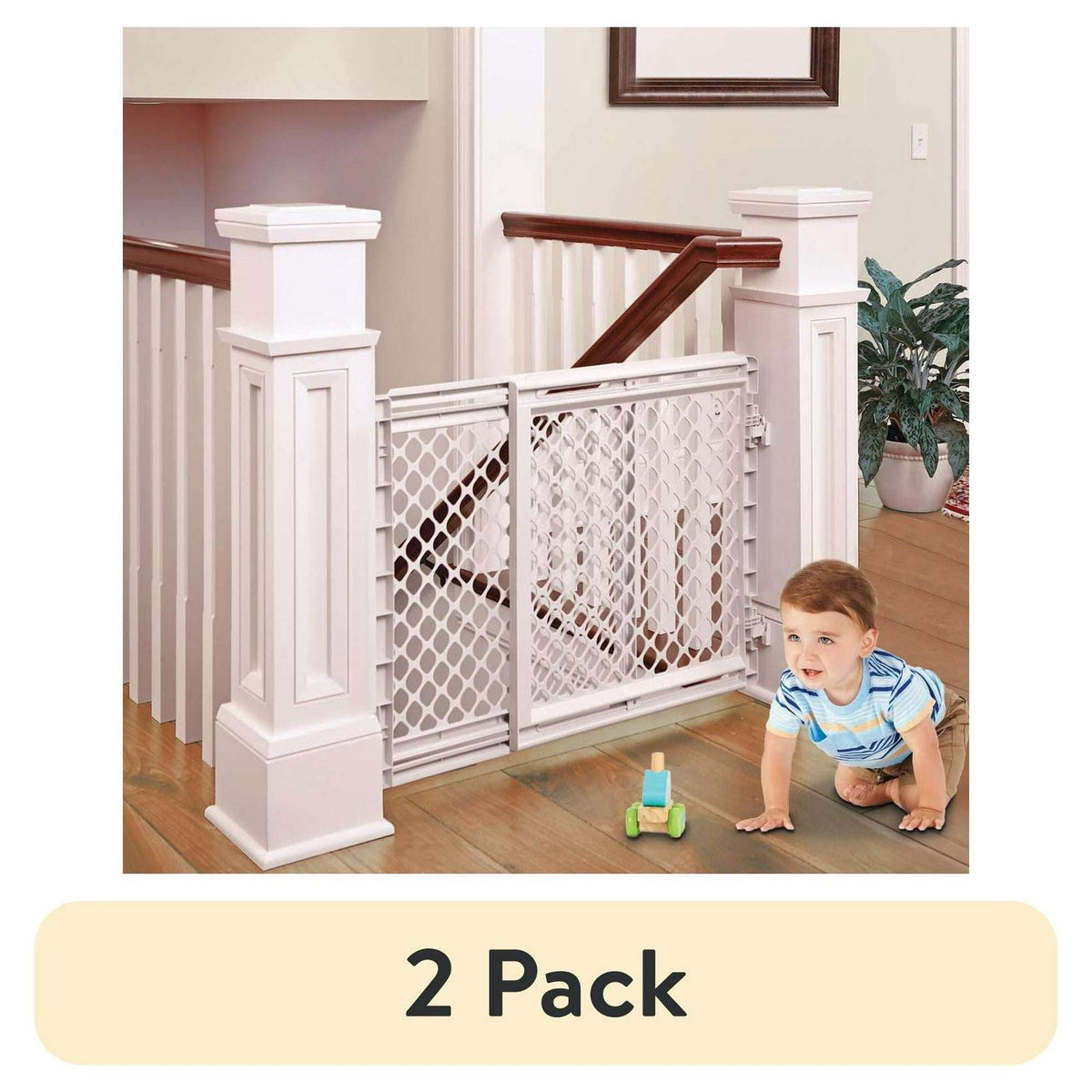Toddleroo by North States Stairway Secure Baby Safety Gate, 27"-41", Soft White