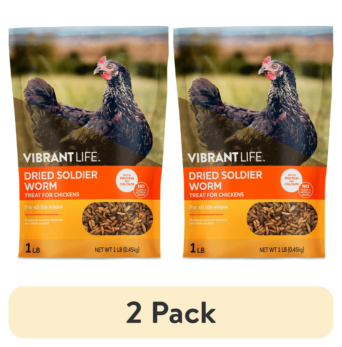 Vibrant Life Dried Soldier Worm Treats for Chickens, 1 lb Bag