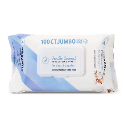 (18 pack) Vibrant Life Vanilla Coconut Deodorizing Wipes for Dogs & Puppies, 20 Count