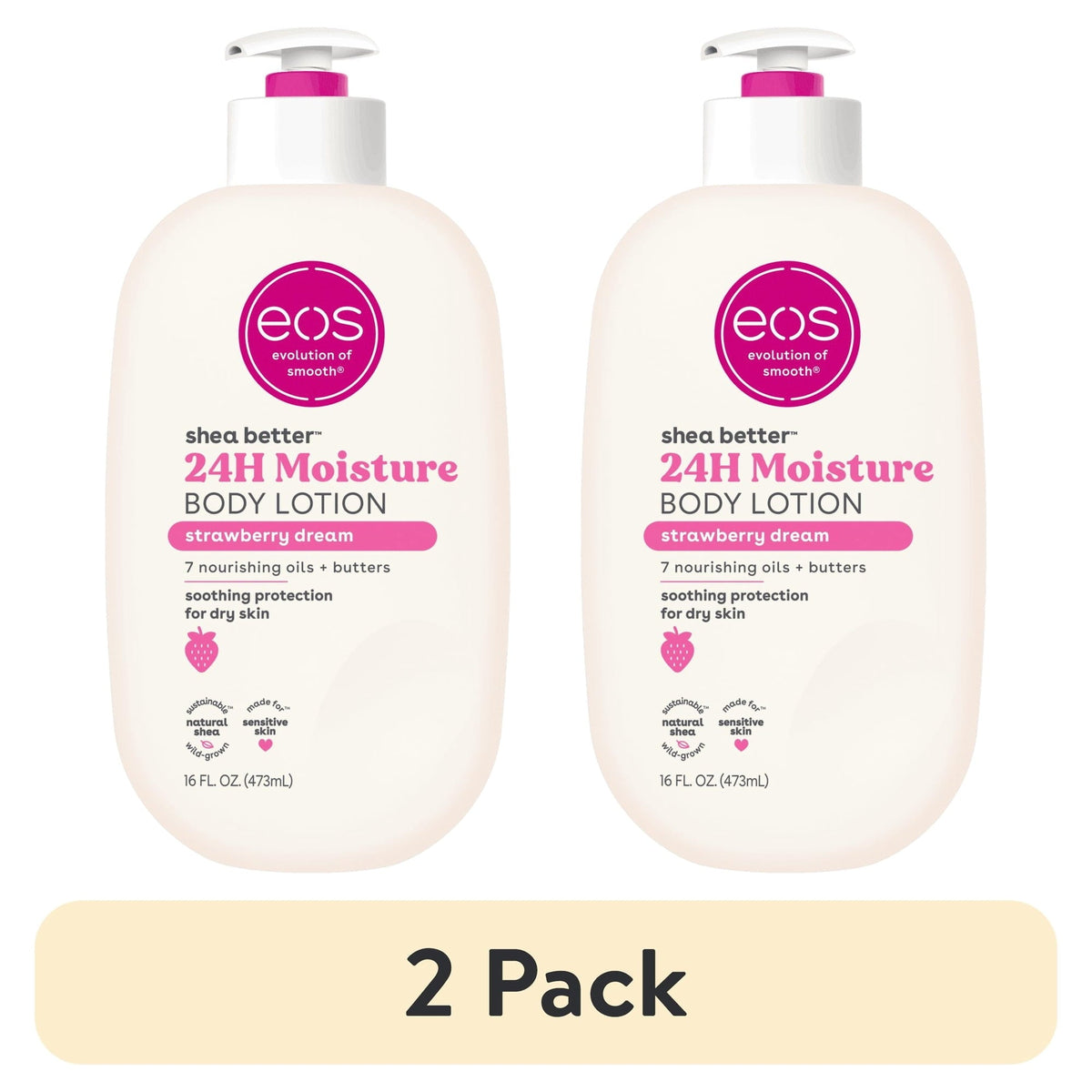 eos Shea Better Body Lotion for Dry Skin, Strawberry Dream, 16 fl oz