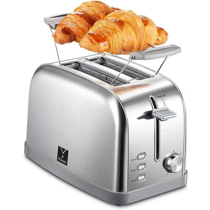 Toaster, Retro Bagel Toaster Toaster with 7 Bread Shade Settings, 2 Extra Wide Slots, Defrost/Bagel/Cancel Function, Removable Crumb Tray, Stainless Steel Toaster by Yabano, Silver