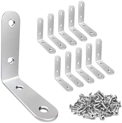 20-Pack Stainless Steel L Shape Brackets, 2" x 2" Corner Brace, Heavy Duty L Brackets for Shelves, Wood and Furniture, Right Angle Brackets with Enough Screws & Anchors