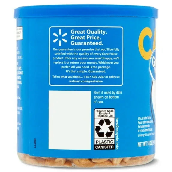Great Value Lightly Salted Cashew Halves & Pieces, 14 oz