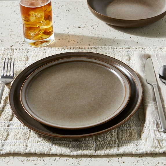 Better Homes & Gardens Banks Brown 12-Piece Stoneware Dinnerware Set, Service for 4