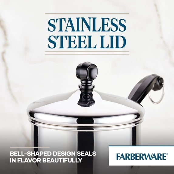Farberware Classic Series 1 Quart Stainless Steel Sauce Pan with Lid, Induction Compatible, Metal Utensil and Dishwasher Safe, Stainless Steel