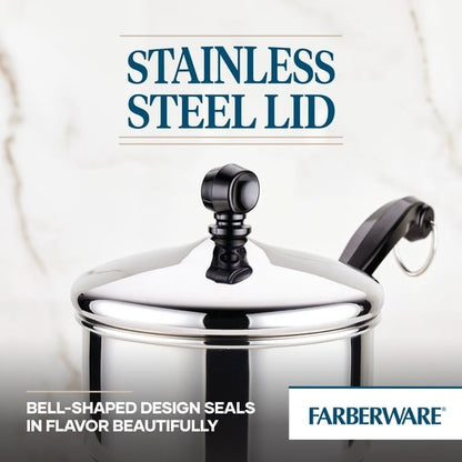 Farberware Classic Series 1 Quart Stainless Steel Sauce Pan with Lid, Induction Compatible, Metal Utensil and Dishwasher Safe, Stainless Steel