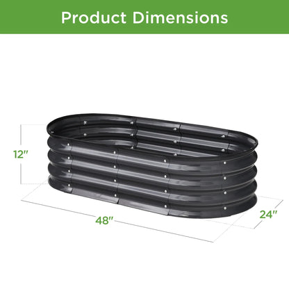 Best Choice Products 4x2x1ft Outdoor Raised Metal Oval Garden Bed, Planter Box for Vegetables, Flowers - Charcoal