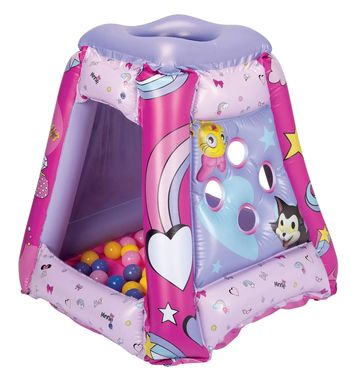 Minnie Mouse Preschool Indoor Inflatable Ball Pit Playland with 20 Soft Flex Balls, Ages 2-4, Pink