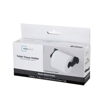 Mainstays Matte Black Wall Mount Toilet Paper Holder with Hardware