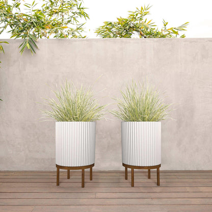 21.5” Capri Planter with Wood Stand by Veradek, 2-pack