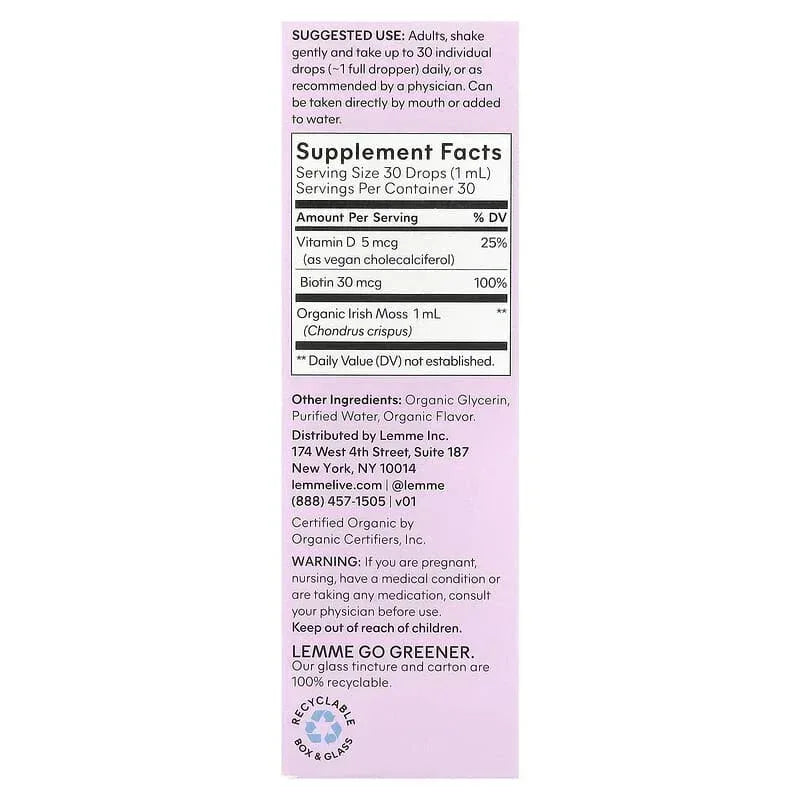 Lemme, Organic Sea Moss Liquid Drops, 1 fl oz (30 ml)