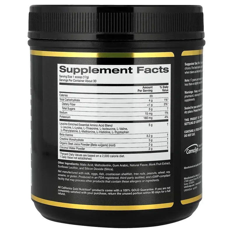 California Gold Nutrition, Sport, Creatine Sports Formula™, with Amino Acid Blend, Beta-Alanine, Beet Juice & Coconut, 1.13 lb (514 g)