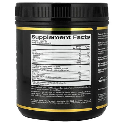 California Gold Nutrition, Sport, Creatine Sports Formula™, with Amino Acid Blend, Beta-Alanine, Beet Juice & Coconut, 1.13 lb (514 g)