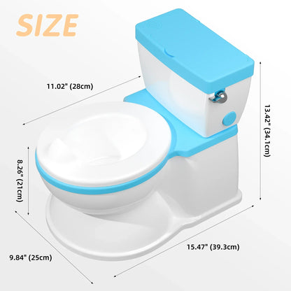 2-in-1 Toddler Potty Training Toilet with Flushing Sound,Blue – Detachable Seat for Boys & Girls, Wipes & Toilet Paper Storage, Easy Clean