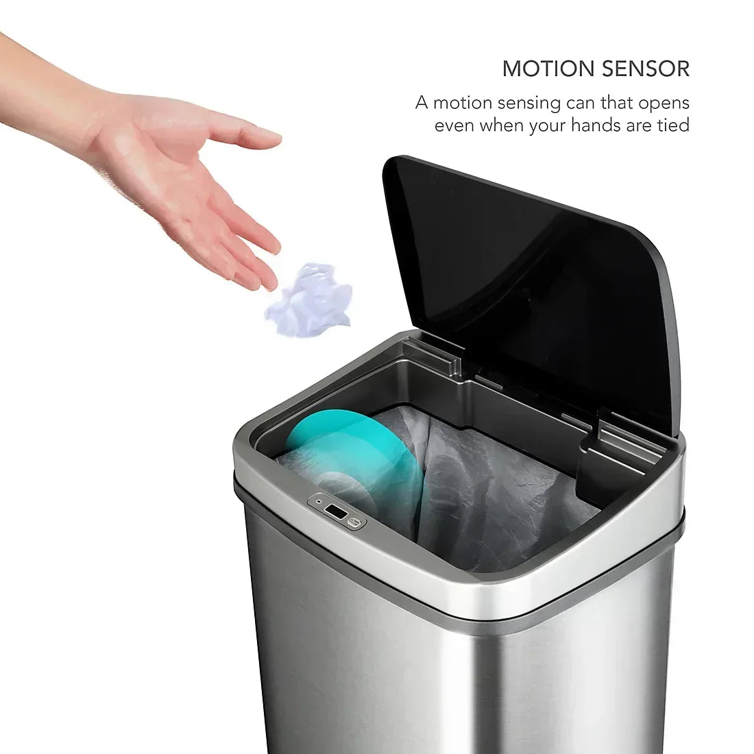 Nine Stars 13.2-Gal. Stainless Steel Sensor Trash Can