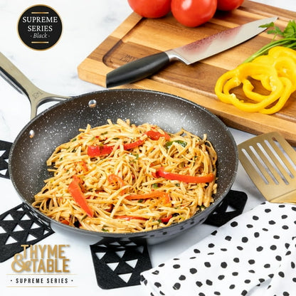 Thyme & Table 12" Fry Pan Non-Stick - Black, Supreme