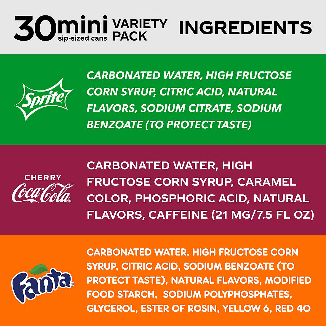 Coca-Cola Soda Soft Drink Variety Pack, Mini Cans, 30 pk./7.5 fl. oz.