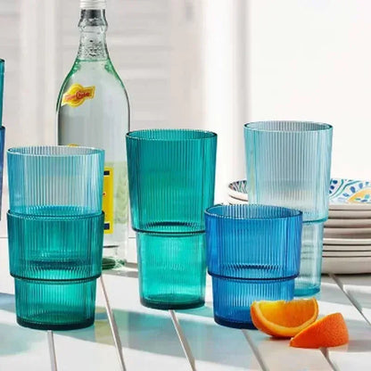 Member'S Mark Shatterproof 12-Piece Drinkware Set Ribbed (Assorted Colors)