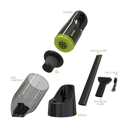 IonVac Handvac Handheld Cordless Vacuum, Pet-Friendly Multi-Surface Lightweight Vacuum Cleaner with USB Charging, Model #7441, Green
