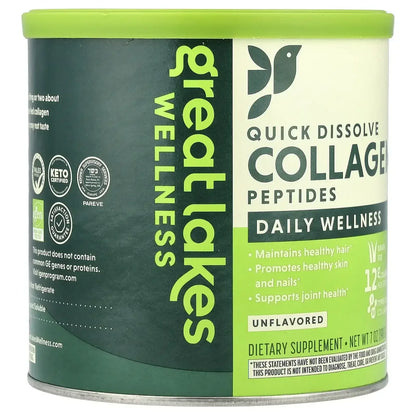 Great Lakes Wellness Sustainable Marine Collagen Peptides Powder for Skin, Hair, Nails, Joints & Digestion - Unflavored - Quick Dissolve Hydrolyzed, Wild Caught, MSC Certified, Non-GMO, Kosher - 16 oz