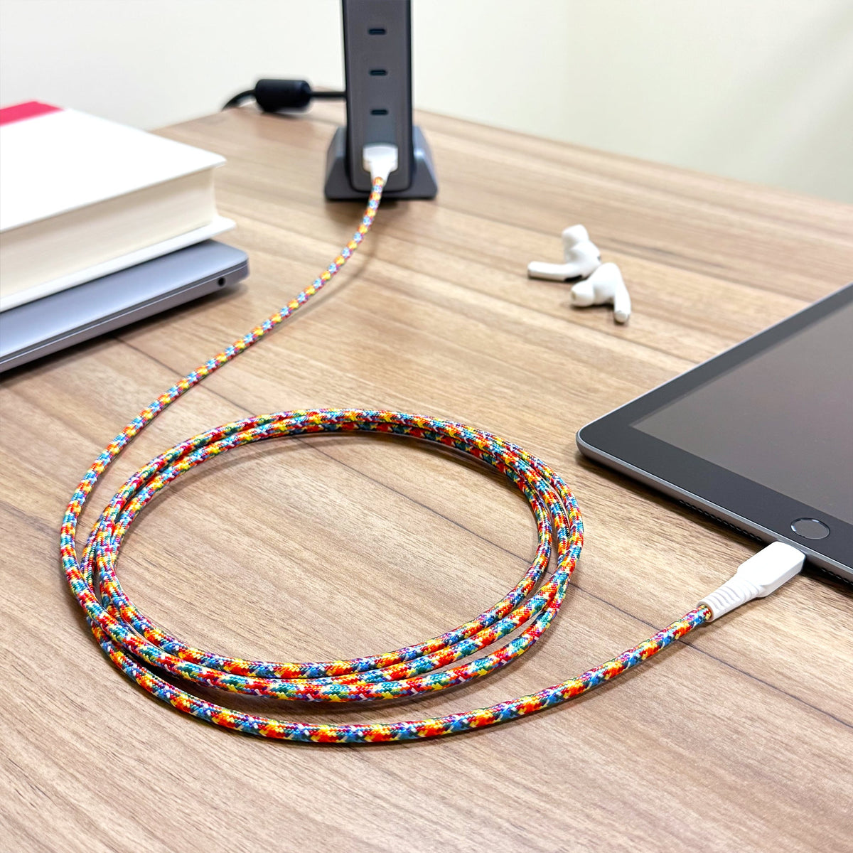 onn 6ft Lighting to USB A Braided Cable, MFI Certified, Rainbow - Compatible with iPhone 14/13/12/11/X/XR/XS/8/7/6/5, iPad, Airpods and more