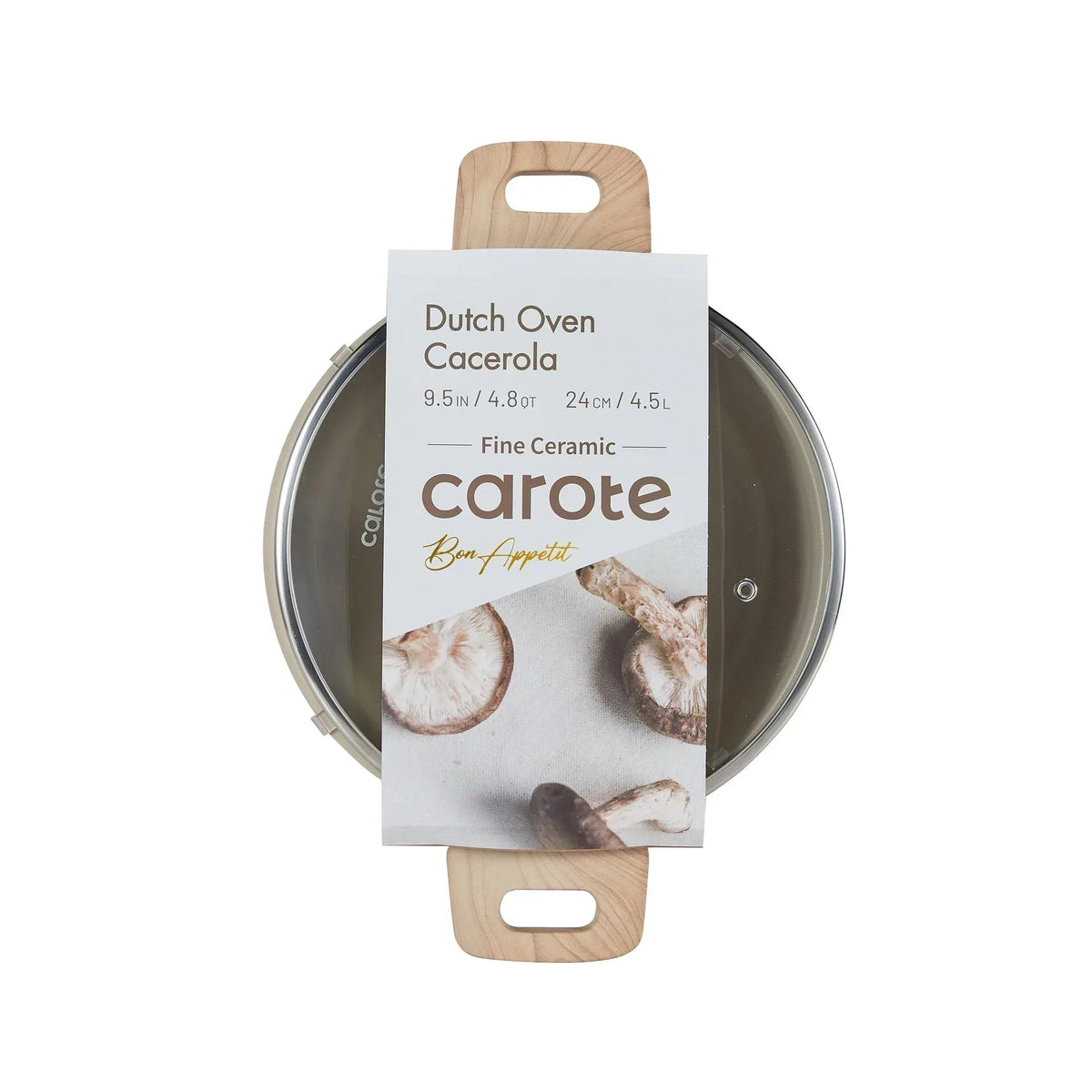 Carote Non Stick Ceramic Dutch Oven, Non Toxic Stockpot with Lid, Easy to Clean, All Stoves Compatible, 4.8QT, Taupe
