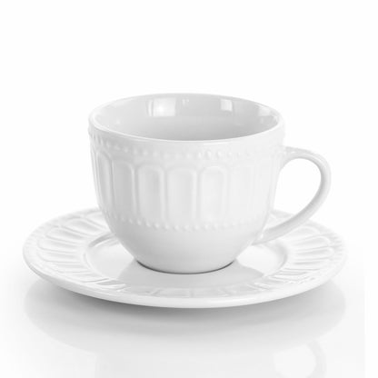 Elama White Solid Print Ceramic Mug Set of 6