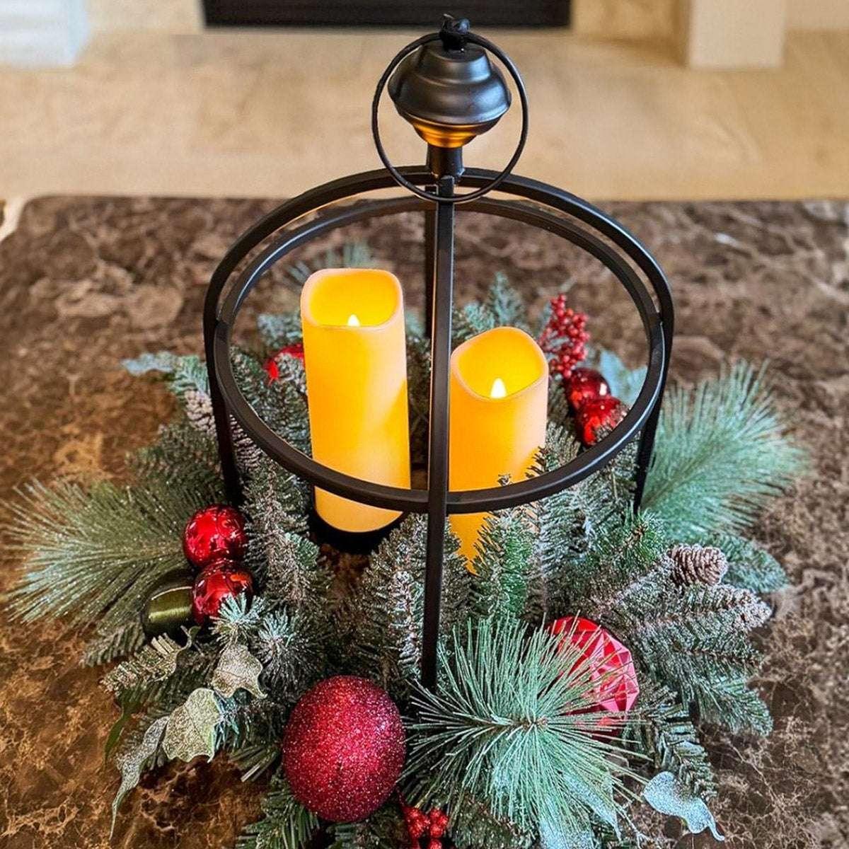 24” Holiday Artificial Centerpiece with LED Candles