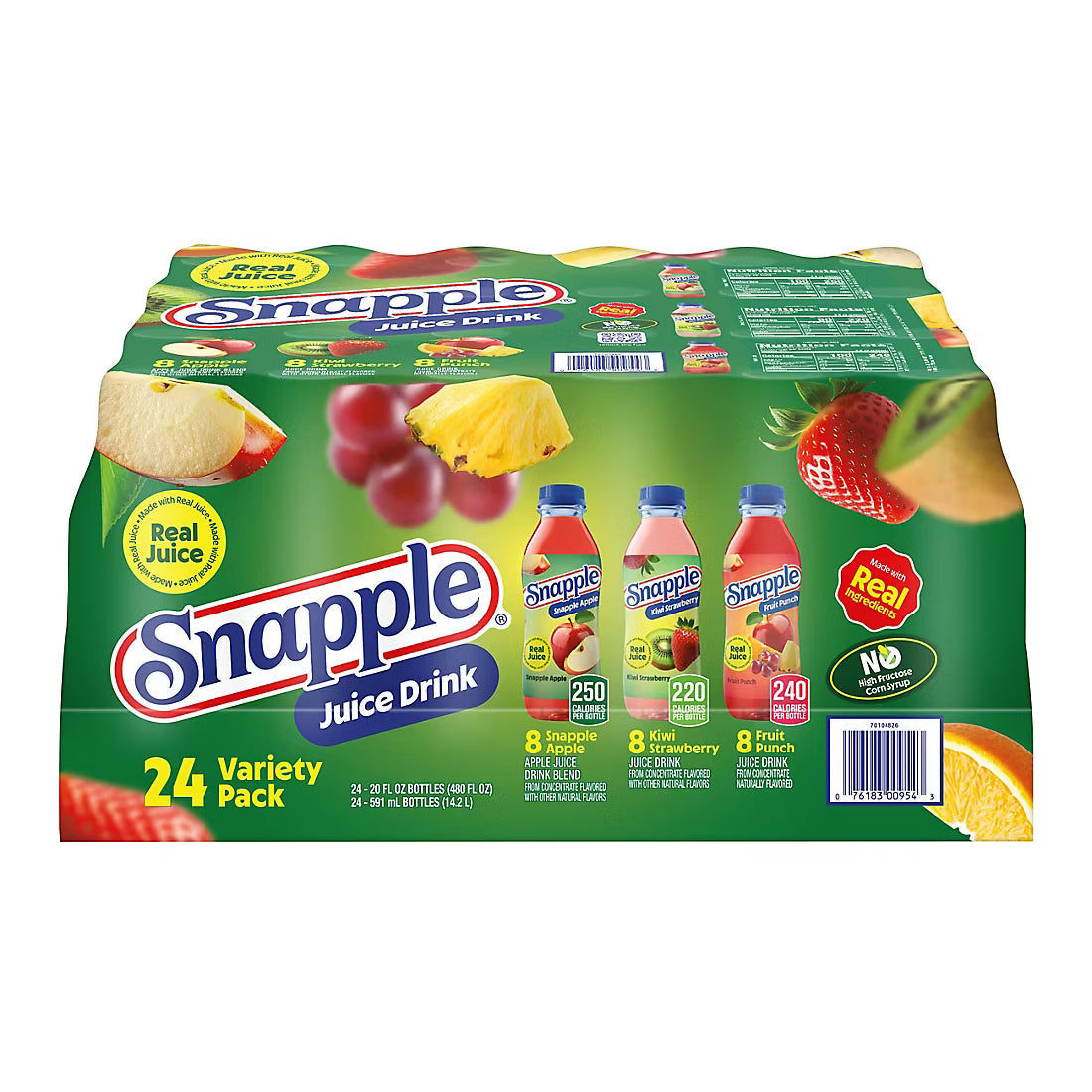 Snapple Juice Variety Pack, Recycled Plastic Bottles, 24 pk./20 fl. oz.