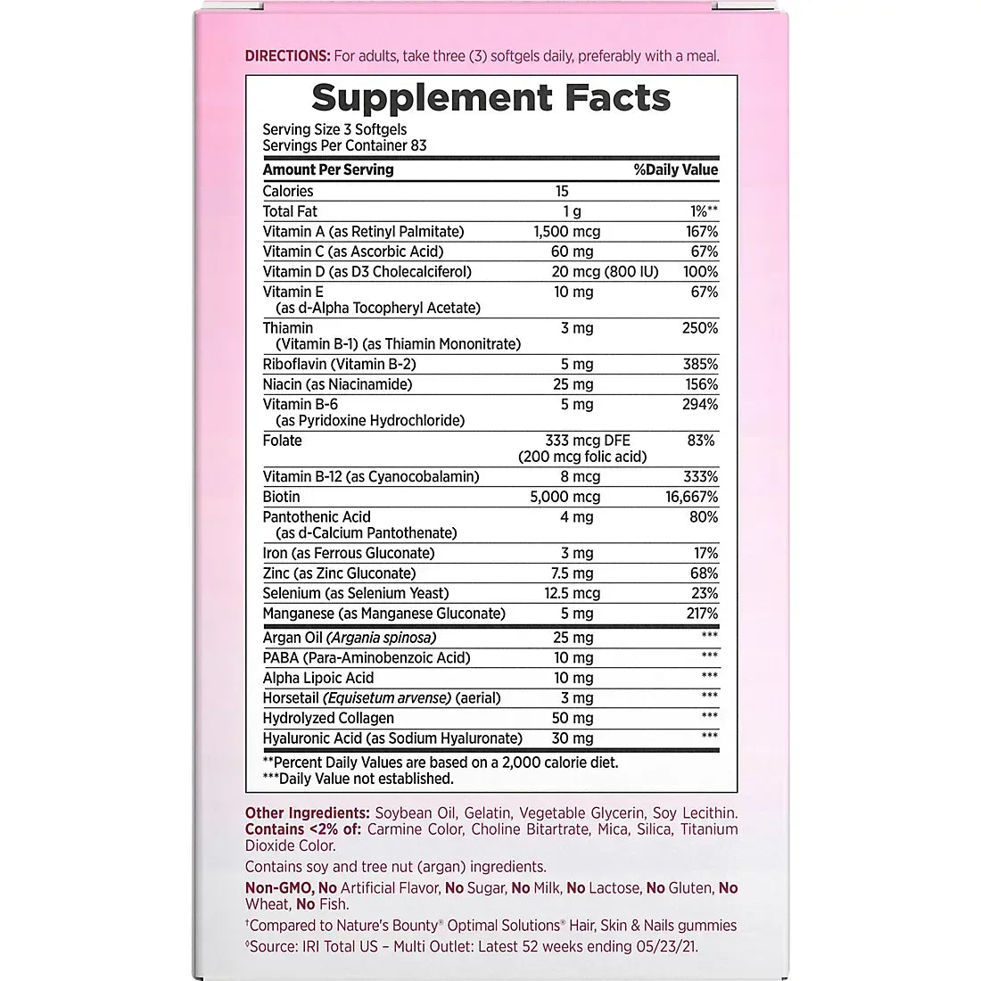 Nature's Bounty Hair, Skin and Nails Extra Strength Vitamins, 250 ct.