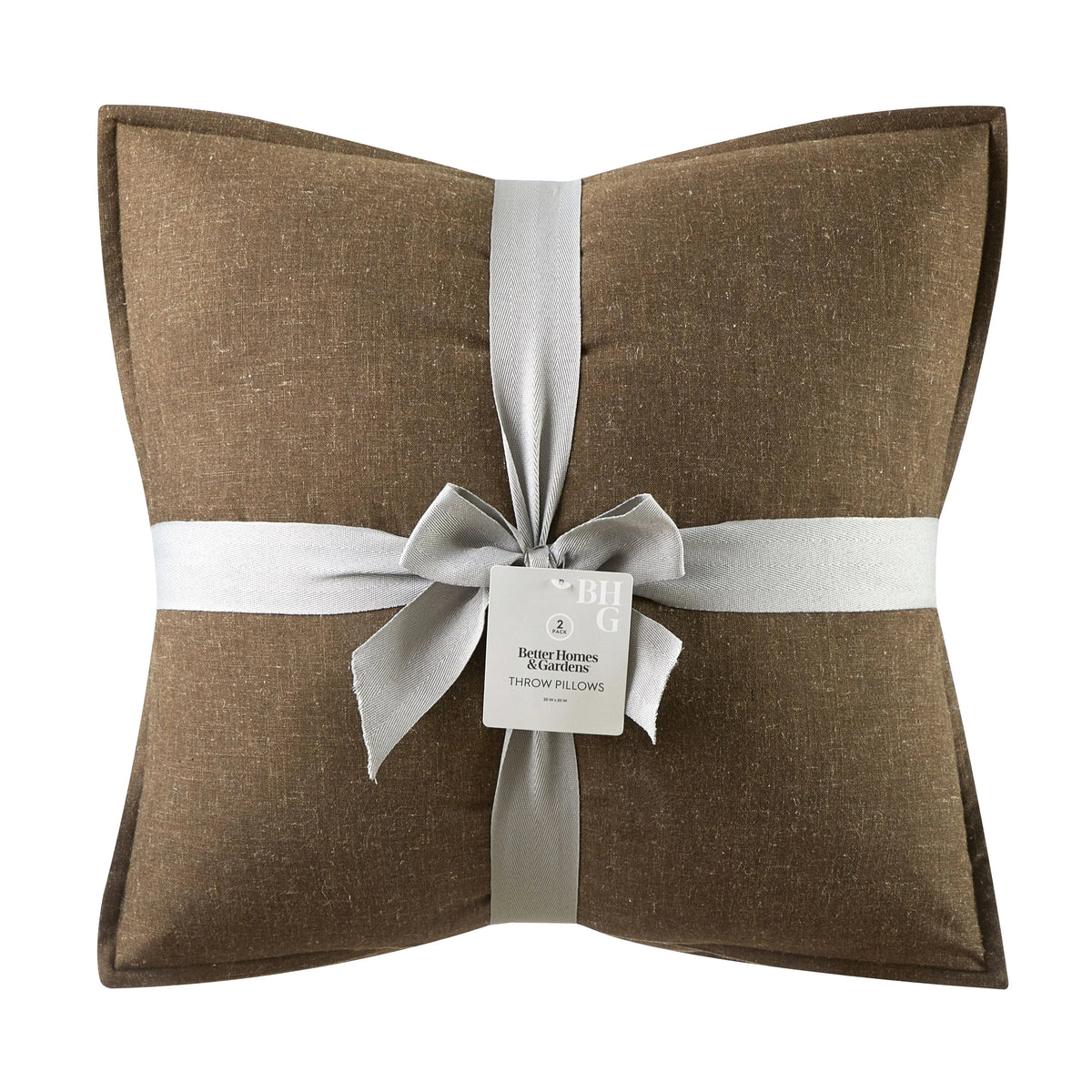Better Homes & Gardens 2-Pack Linen Pillows, 20"x20" Brown Basket