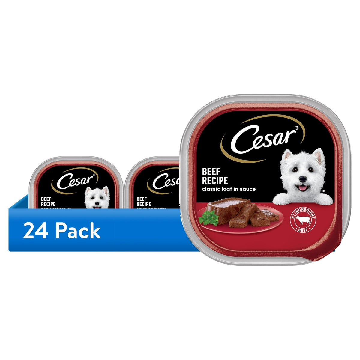Cesar Loaf in Sauce Beef Recipe Adult Wet Dog Food, 3.5 oz Easy Peel Trays