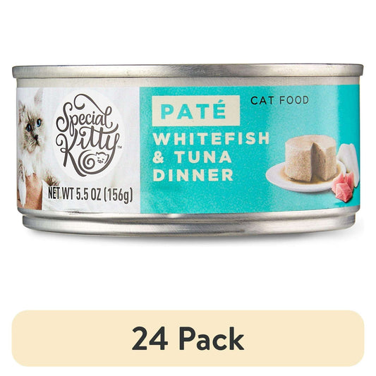 (24 pack) Special Kitty Whitefish & Tuna Dinner Pate Wet Cat Food, 5.5 oz Can