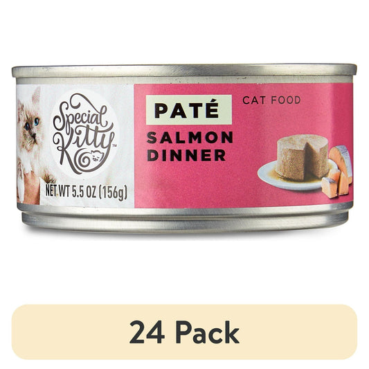 (24 pack) Special Kitty Salmon Dinner Pate Wet Cat Food, 5.5 oz Can