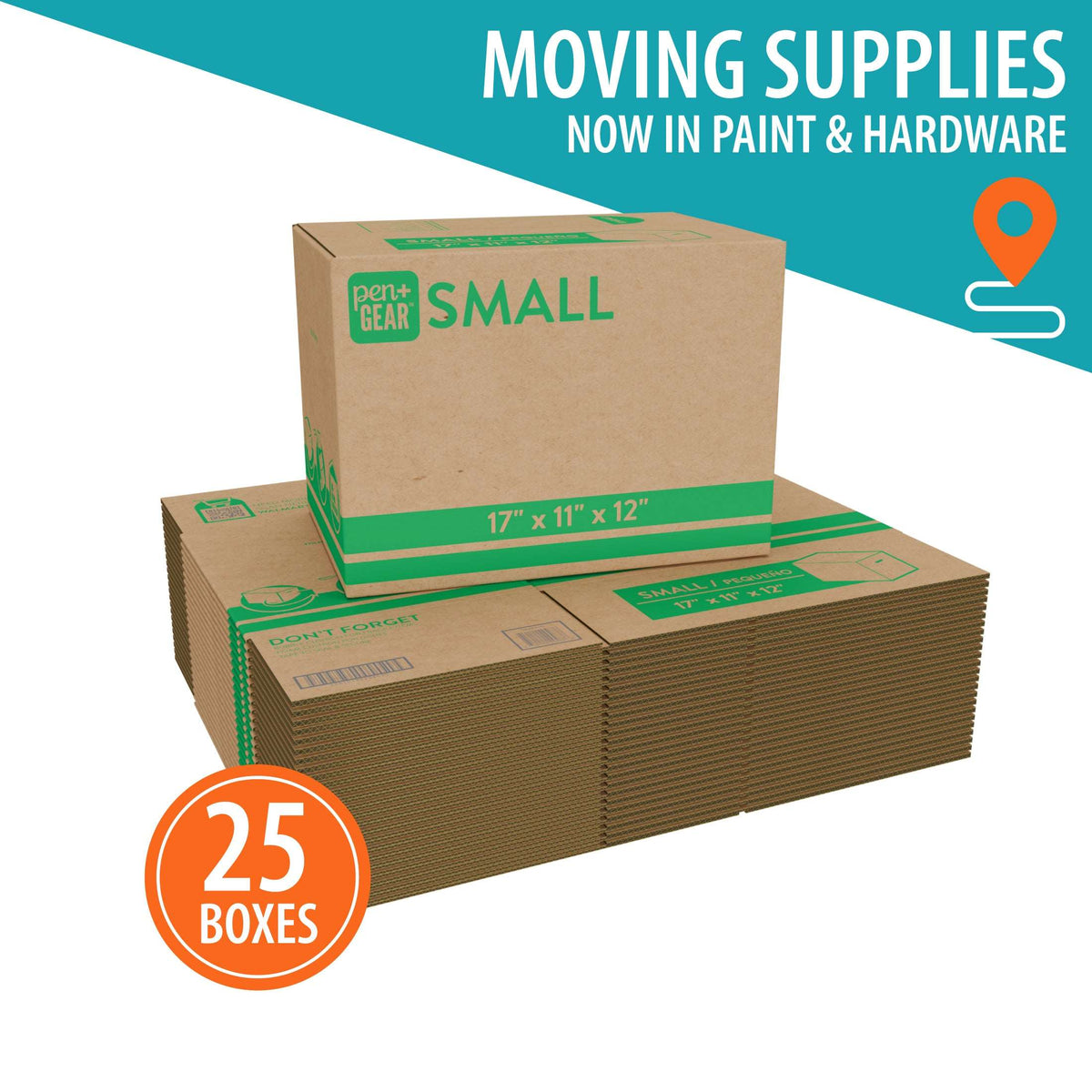 Pen+Gear Small Moving Boxes, 17 in. L x 11 in. W x 12 in. H, Kraft
