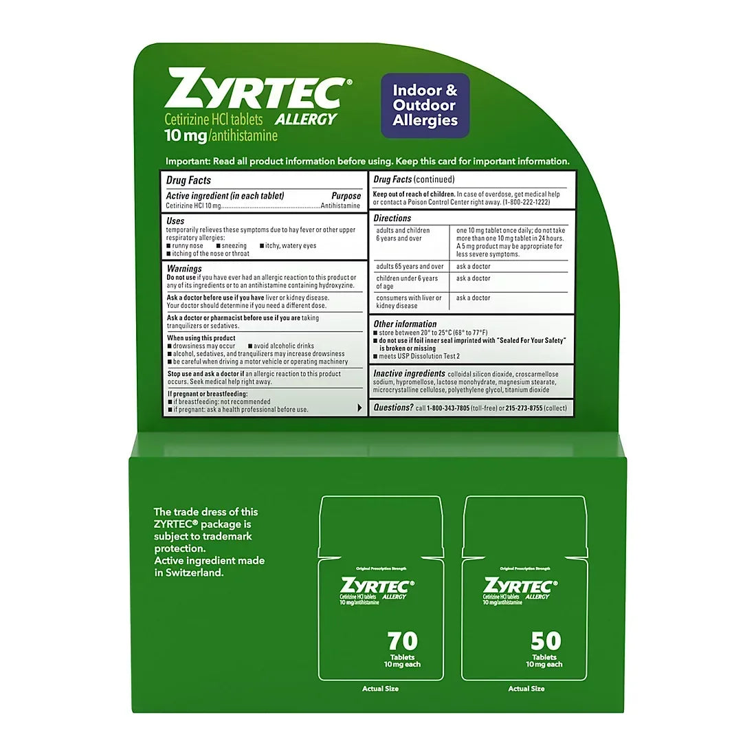 Zyrtec Allergy Tablets, Cetirizine Hydrochloride 10 mg, 24-Hour Allergy Relief, 120 Tablets