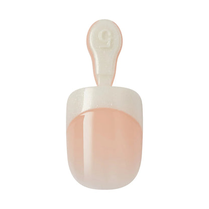 KISS Everlasting French Press on Nails, String Of Pearls, White, Real Short Squoval, 28 Count