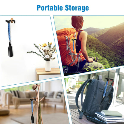 KEKOY Shoe Horn with Long Handle, 14" to 34" Adjustable and Retractable Expander Shoe Stick, Portable Stainless Steel Long Shoehorn for Seniors with Travel Bag