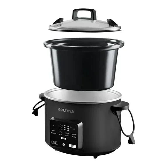 Gourmia Programmable Slow Cooker 4.5 Qt with Digital Controls and Auto Keep Warm, Black