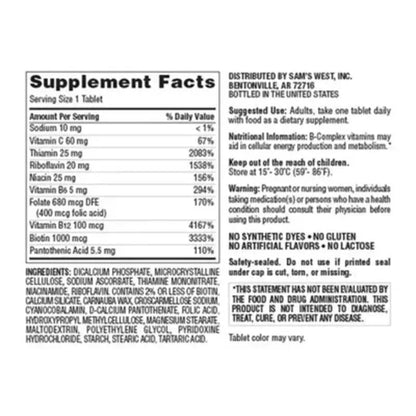 Member’s Mark Super B-Complex with Biotin Dietary Supplement Tablets, 300 Count