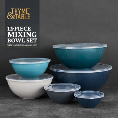 Thyme & Table 12-Piece Nesting Mixing Bowl Set, Blue