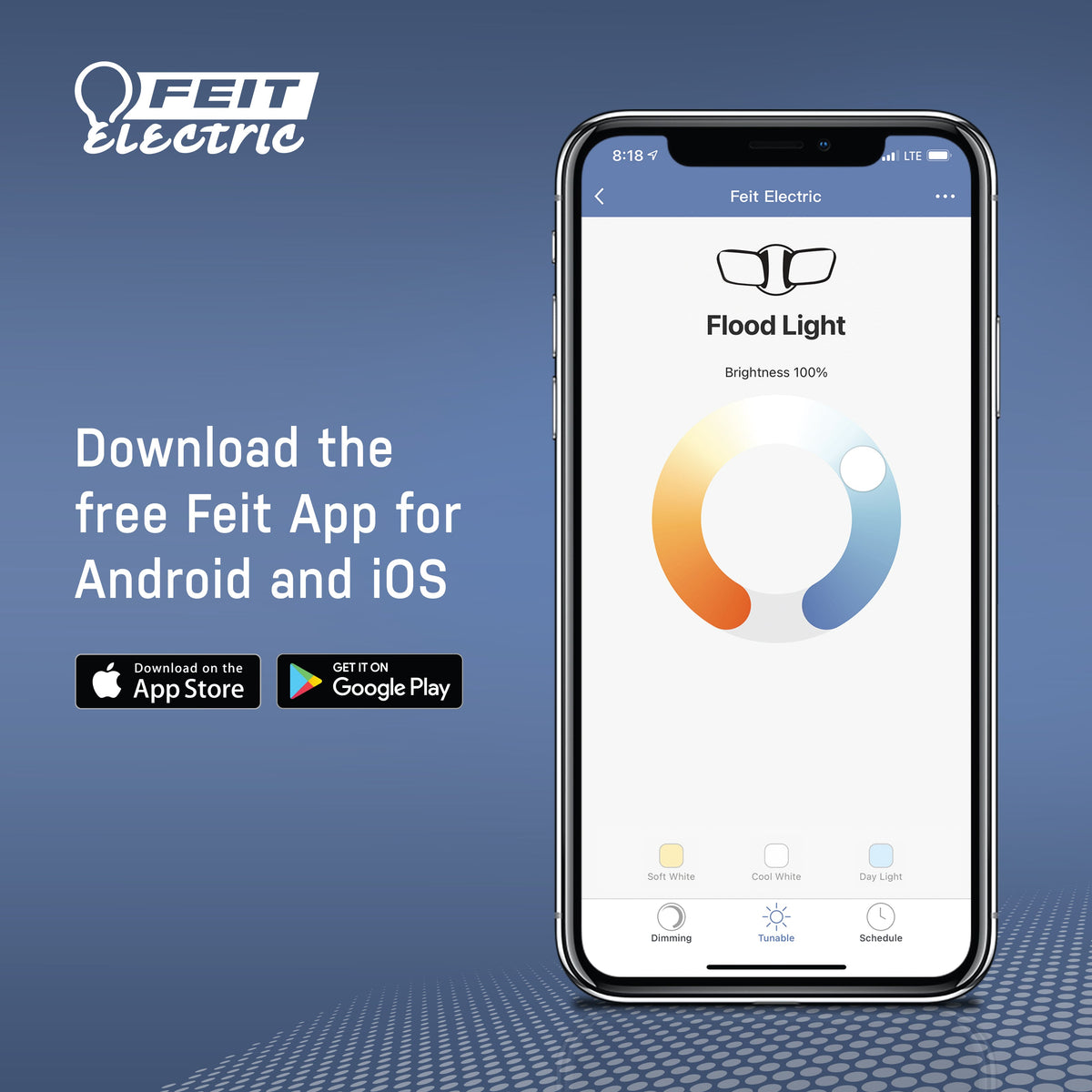 Feit Electric Smart LED 9 Watt (60 Watt Eq.) Color Changing/Tunable White Light Bulb, A19, E26, Dimmable