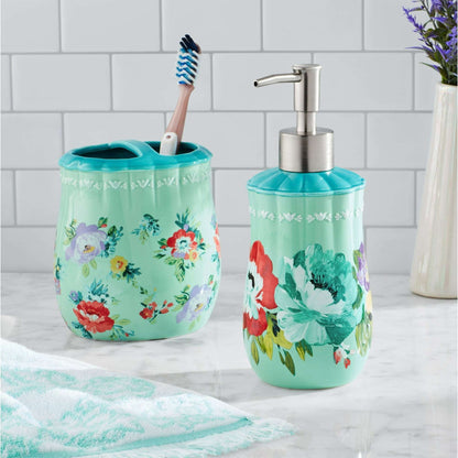 The Pioneer Woman Sweet Romance Stoneware 2 Piece Bath Accessories Set, Multi- Color
